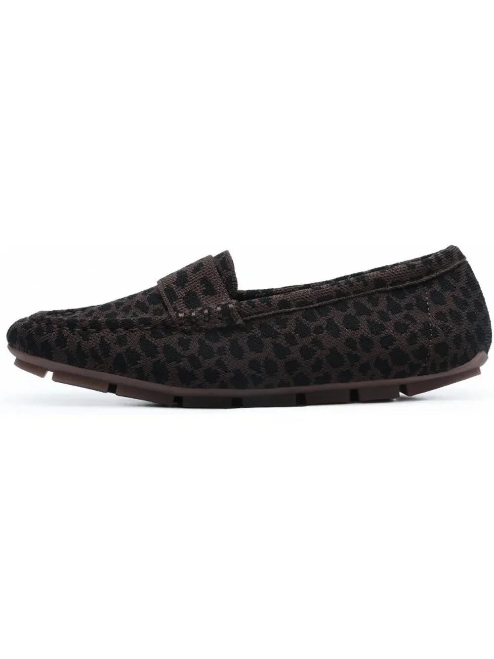 🆕Women's Brown Leopard Mesh fabric Loafer Shoes Comfortable Casual Flat Shoes